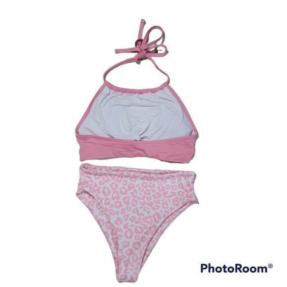Carmen Marc Valvo 2 piece swimsuit size small pink‎ leopard print - Picture 2 of 3